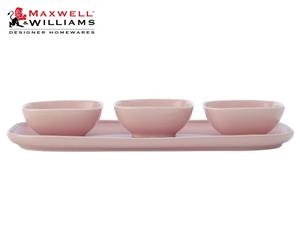 Maxwell & Williams Forma Rectangular Platter and 3 Square Bowl Set Gift Boxed Pink