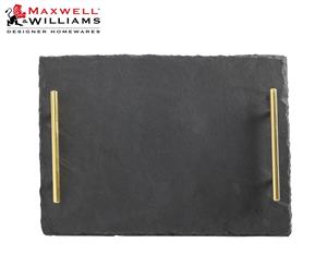 Maxwell & Williams Mezze 36x26cm Slate Tray Serving Cheese Platter w Gold Handle