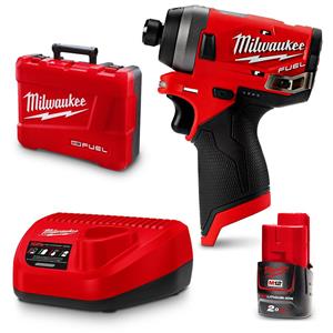 Milwaukee 12V Fuel 2.0Ah Li-Ion 1/4inch Cordless Hex Impact Driver Kit M12FID202C