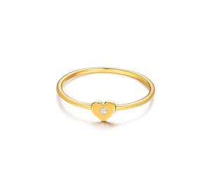 Minimal Petite Heart Ring in Sterling Silver Gold Plated