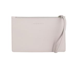 Mocha Large Jane Leather Clutch - Grey