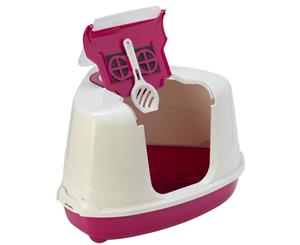 Moderna Flip Cat Corner Enclosed Cat Litter Box 3 Colours - Hot Pink