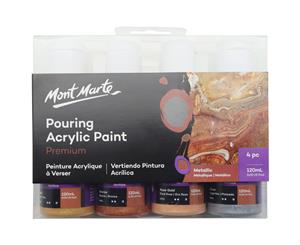 Mont Marte Acrylic Pouring / Fluid Paint Set 120ml 4pc - Metallic