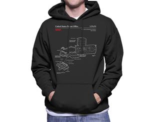 NASA Japanese Experiment Module Kibo Blueprint Men's Hooded Sweatshirt - Black