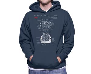 NASA Lunar Module Ascent Stage Interior Blueprint Men's Hooded Sweatshirt - Navy Blue