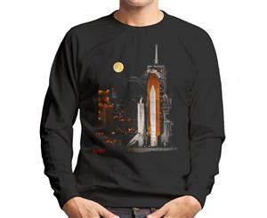 NASA STS 110 Discovery Shuttle At Launch Pad Men's Sweatshirt - Black