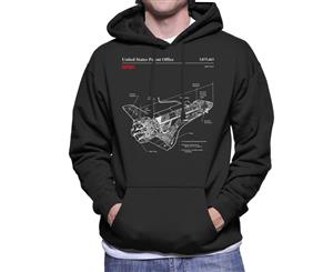 NASA Shuttle Structure Blueprint Men's Hooded Sweatshirt - Black