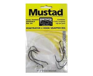 New Mustad Penetrator Snapper 2 Hook Rig X 3 Rigs - 8/0