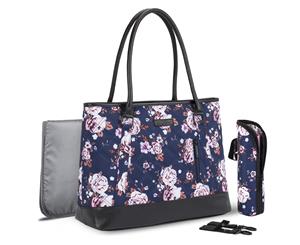 NiceEbag Unisex Diaper Bag Tote Bag-Blue peony