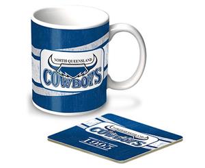 North Queensland Cowboys NRL Heritage Design Coffee Mug and Coaster Gift Set