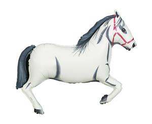 Oaktree Metallic 43 Inch White Horse Design Balloon (White/Black/Red) - SG4257