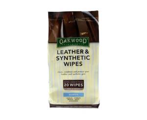 Oakwood Leather & Synthetic Wipes 20 Pack Extra Large Thick Quality Conditioning