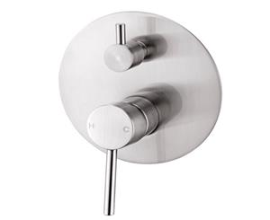 PIN LEVER ROUND SHOWER BATH MIXER WITH DIVERTER BRUSHED NICKEL