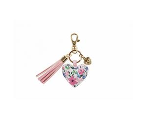 Painted & Pressed Heart Keyring (Pink) - CB2139