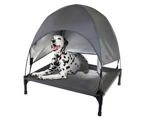 Paws & Claws 112x90cm Heavy Duty Steel Elevated Pet Large Dog Bed w/ Canopy Grey