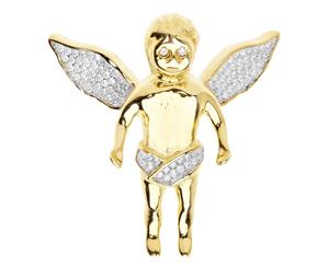 Premium Bling - 925 Sterling Silver Angel Pendant gold - Gold