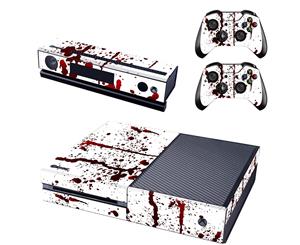 REYTID Console Skin / Sticker + 2 x Controller Decals & Kinect Wrap Compatible with Microsoft Xbox One - Full Set - Blood Splatter - White