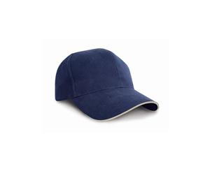 Result Pro-Style Heavy Brushed Cotton Baseball Cap With Sandwich Peak (Navy/Natural) - BC966