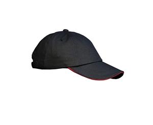 Result Unisex Low Profile Heavy Brushed Cotton Baseball Cap With Sandwich Peak (Black/Red) - BC963