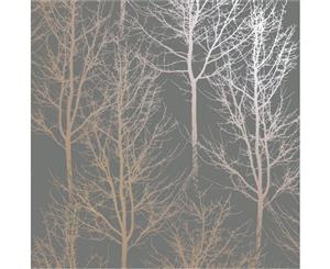 Rhea Zandra Trees Wallpaper Dark Grey / Rose Gold Holden 90761