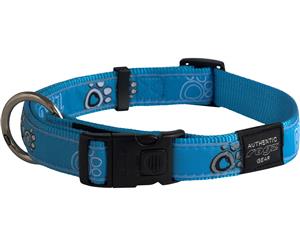 Rogz Armed Response Adjustable Collar - XL (17-29 inch) - Turquoise Paw