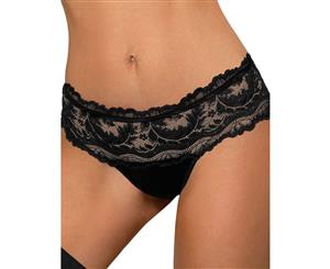 Roza Sefia Floral Lace Thong - Black