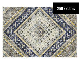 Rug Culture Babylon 290x200cm Diamond Vintage Look Rug - Navy/Ivory