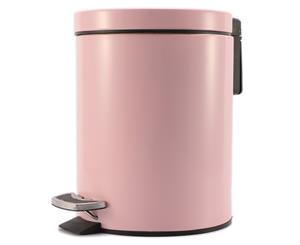 SOGA Foot Pedal Stainless Steel Rubbish Recycling Garbage Waste Trash Bin Round 7L Pink