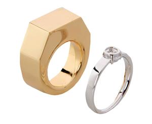 Set of 2 Maison Margiela Contrasting Rings - Gold/Silver