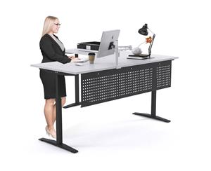 Sit-Stand Range - Electric Corner Standing Desk Black Frame Left or Right Side Return [1600L x 1550W] - white white modesty