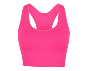 Skinni Fit Womens/Ladies Workout Sleeveless Cropped Top (Neon Pink) - RW4424