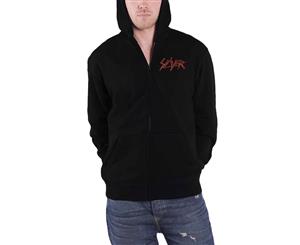 Slayer Hoodie Etched Skull Band Logo Official Mens Zipped - Black