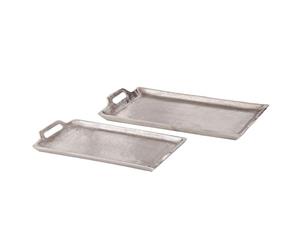 Society Home 2-Pc Aubrey Metal Rectangle Multifunctional Tray Set Silver