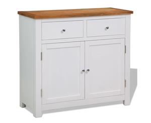 Solid Oak Wood Sideboard 90x33.5x83cm Highboard Cabinet Side Furniture