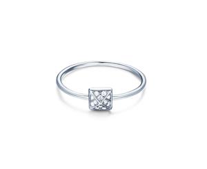 Square Pyramid CZ Pave Ring in Sterling Silver Rhodium Plated