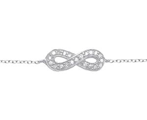 Sterling Silver CZ Crystal Infinity Chain Bracelet