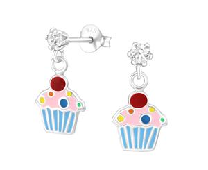 Sterling Silver Kids Cupcake Stud earrrings made with Swarovski Crystal