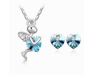 Swarovski Crystal Elements Necklace - Maisie Angel Fairy - Various Colours - Gift Idea - Aquamarine Blue Gift Set