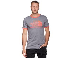 The North Face Men's More Than A Ringer Tee / T-Shirt / Tshirt - Grey/Red Heather