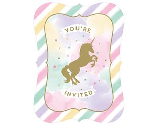 Unicorn Sparkle Party Supplies Invitations 8 Pack