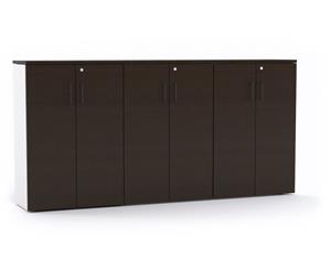 Uniform - 6 Door Medium Storage Cupboard with Medium Doors Black Handle - wenge