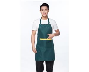 Unisex Black Kitchen Apron with 2 Pockets - Green