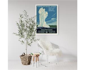 Vintage Yellowstone National Park Travel Wall Art - White Frame