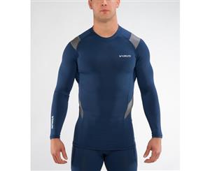 Virus - Sio15X | CoffeeChar(TM) thermal X-Form Men's Compression Top | Navy/Silver