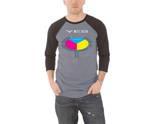 Yes T Shirt 90125 Album Cover Band Logo Official Mens 3/4 Sleeve Baseball - Grey