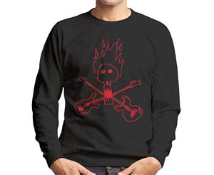 Zits Red Guitar Skull Doodle Men's Sweatshirt - Black