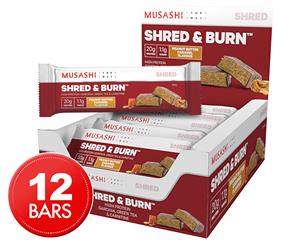 12 x Musashi Shred & Burn Protein Bars Peanut Butter Caramel 60g