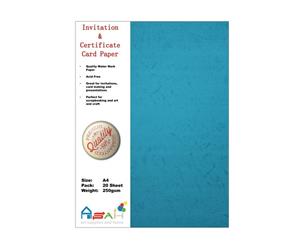 20pce Watermark Certificate / Invitation Card Paper 250gsm A4 Acid Free - Aqua