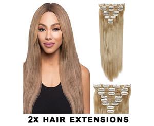 2Pcs Single Colour High Grade Dark Blonde Synthetic Hair 7Piece 16Clips 22" Straight 2X