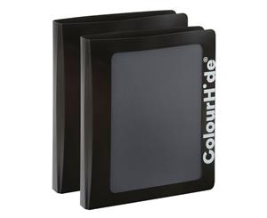 2x ColourHide A4 25mm Clearview Binder File/Paper Document Storage Organiser BLK